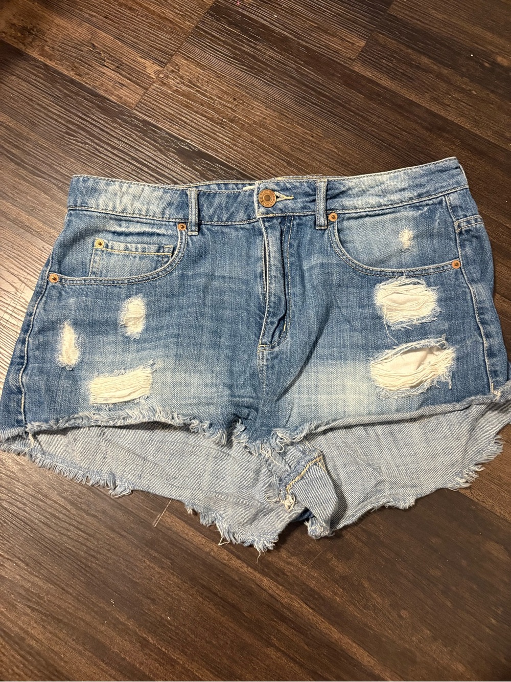 Garage Light Blue Distressed Denim Cutoff Shorts